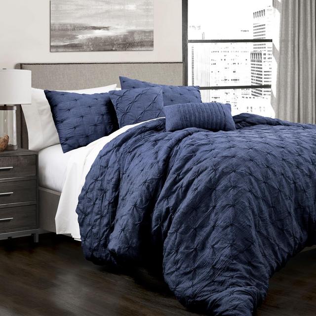 Lush Navy Ravello Pintuck Comforter Set - Lush Décor