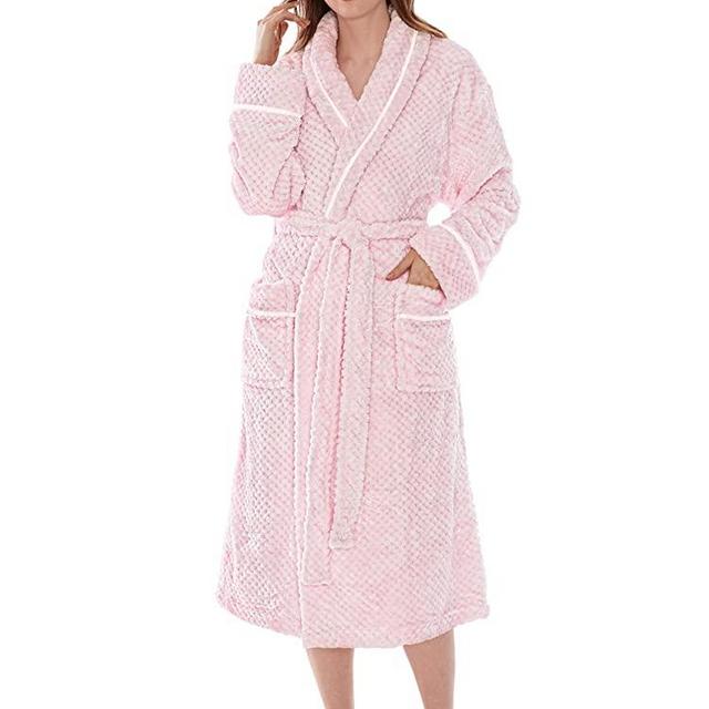 PAVILIA Women Plush Fleece Robe, Soft Textured Bathrobe, Lady Cozy Spa Long Robe