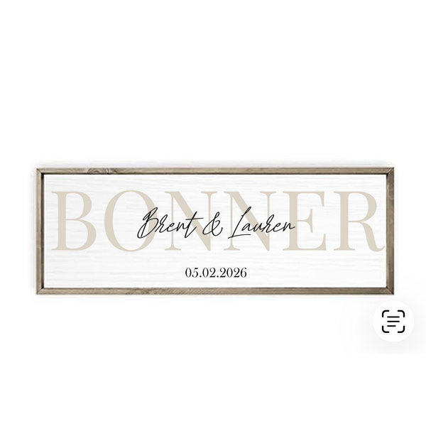 Sign for Newlyweds, Personalized Framed Last Name Sign with Date for Home