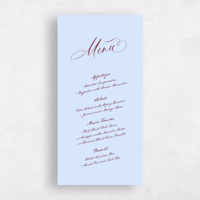 Pale Blue Wedding Menu - Estate