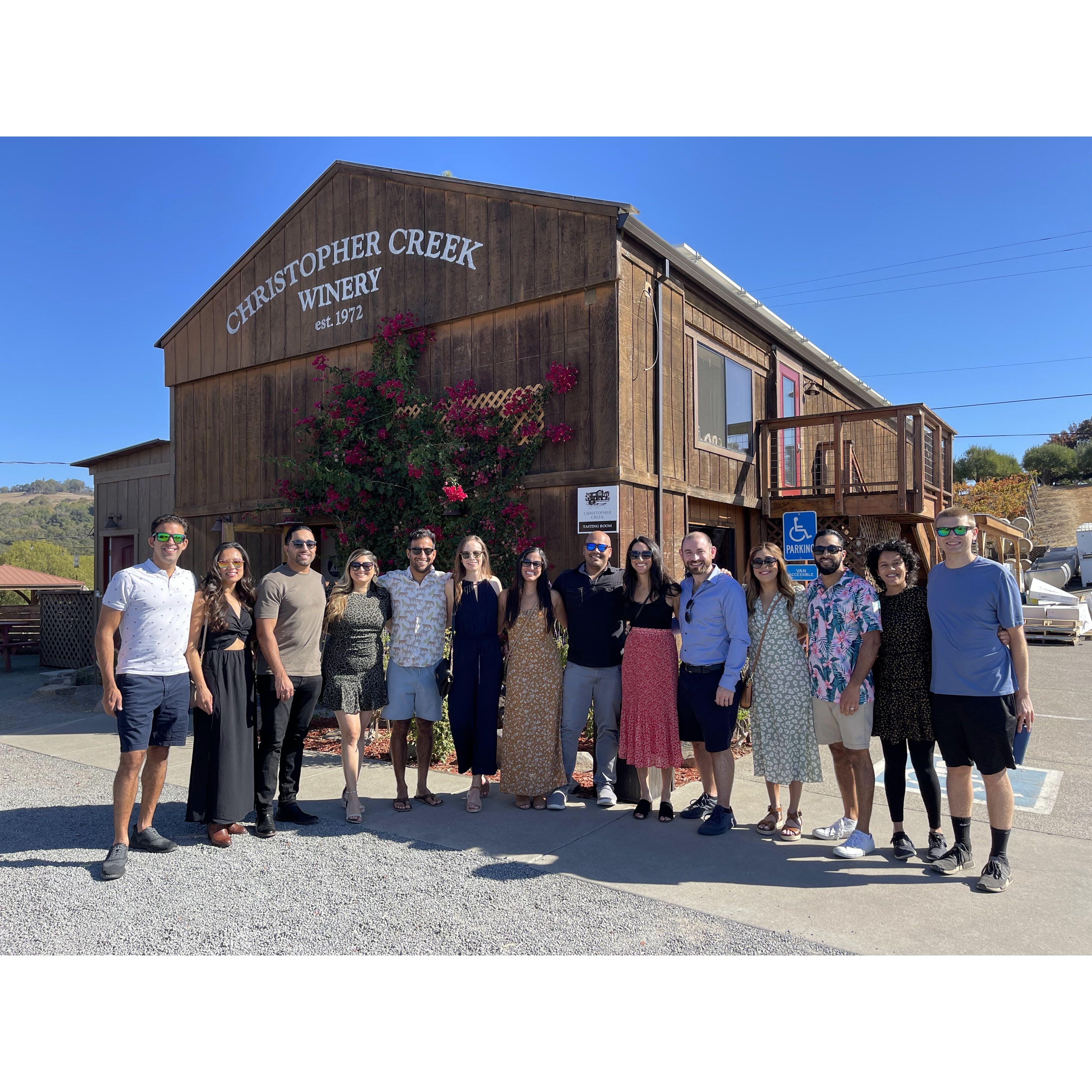 With Kiran's paternal cousins and their partners (left to right, cousin's name first): Jay and Stephanie, Jason and Tanisha, Ranvir and Erin, Jasvir and Ro, Sukhvir and Tony, and Justin and Amrita.