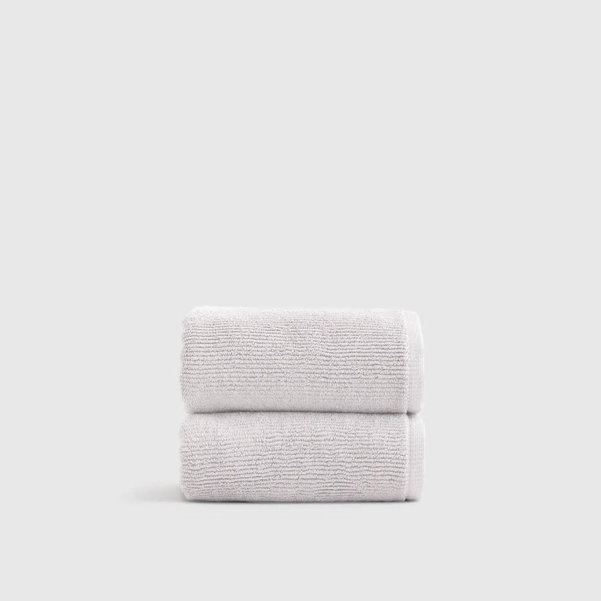 Turkish Ribbed Quick Dry Hand Towel (Set of 2) - Silver