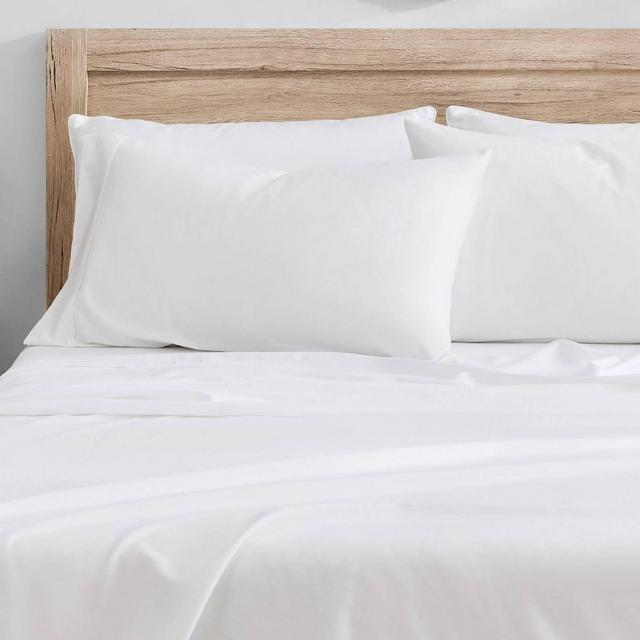 King 100% Organic Cotton Solid Sheet Set White - Kindlier