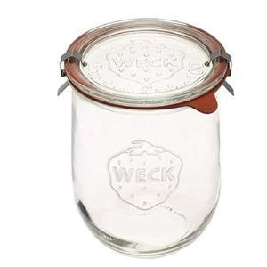Weck Tulip Jars 1 Liter - Large Sour Dough Starter Jars with Wide Mouth - Suitable for Canning and Storage - 2 with Glass Lids