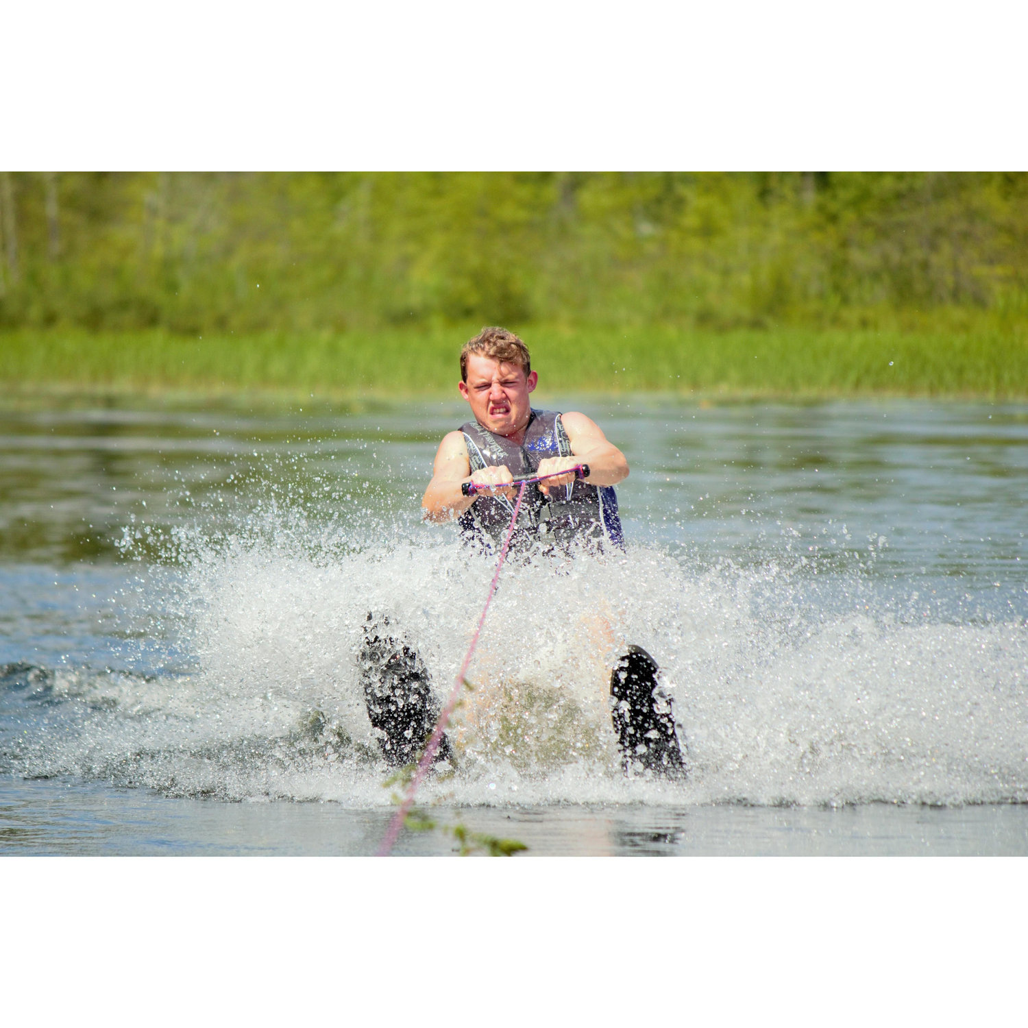 Tobey learned how to waterski at the cabin, but now he's more of a wakeboard guy