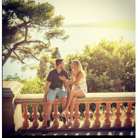 Engagement photo shoot in Nice, France. He proposed overlooking the sea <3
