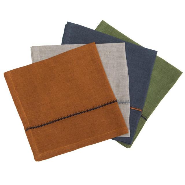August Linen Stitch Napkins, Set of 4