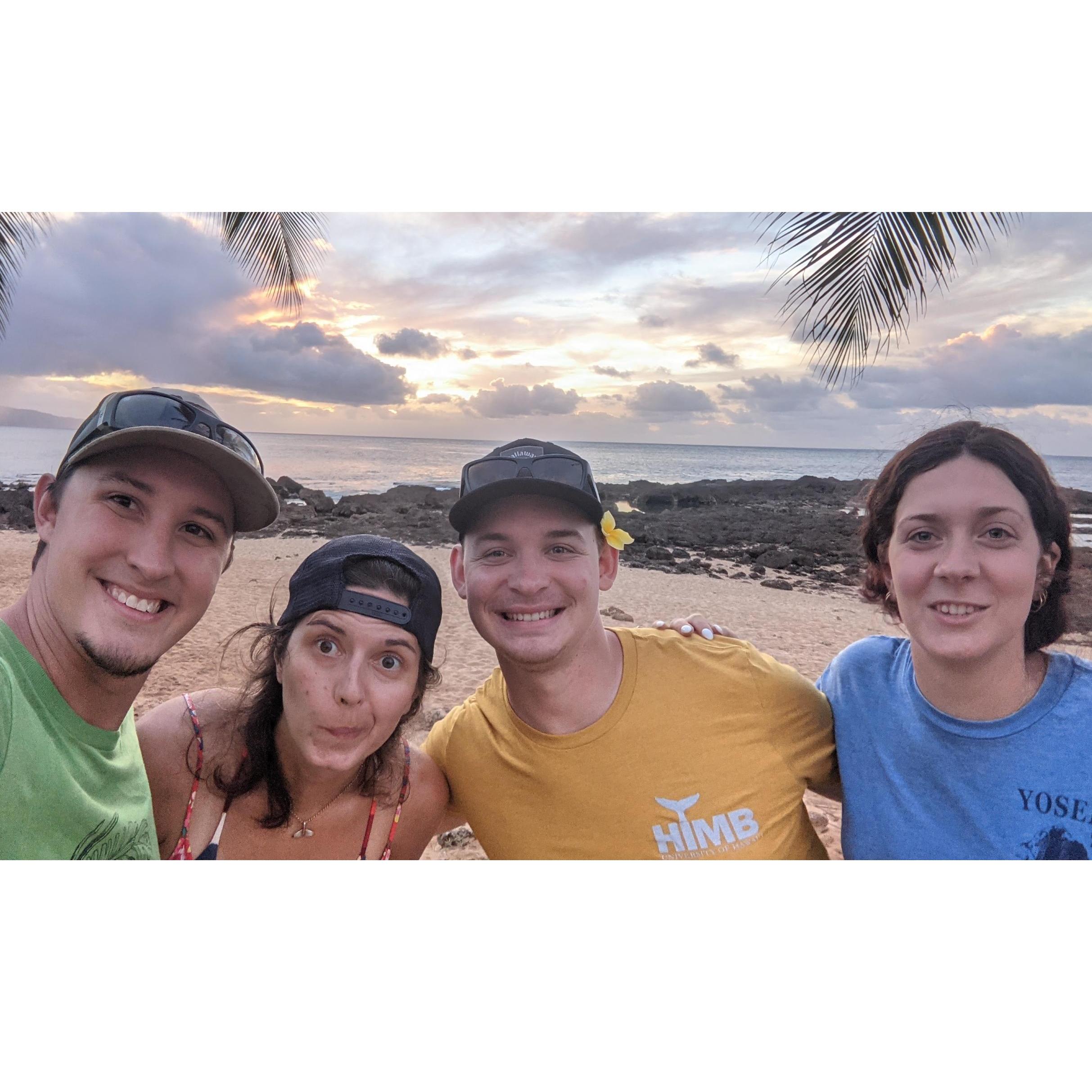 It took too many years of living out on Oʻahu, but we finally got Shay and Emily out to visit! Kelle almost smiled.