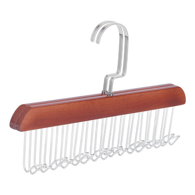 REGALWOVEN Wood Space Saving With Hooks Durable Clothes Hangers 2 Pcs Dark Brown
