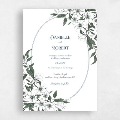 White Wedding Invitation - Melcher Portrait