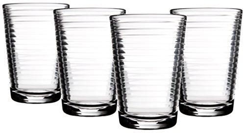 Palais Glassware Striped Collection; Striped Clear Glass Set - Set of 4 - 7 OZ Juice Glasses