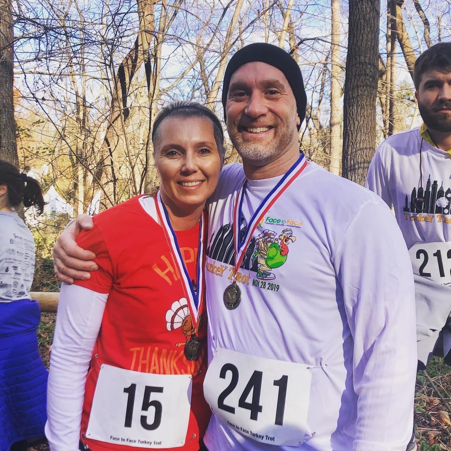 Thanksgiving 5 Mile Turkey Trot... Jason really didn't want to do this run!  🦃