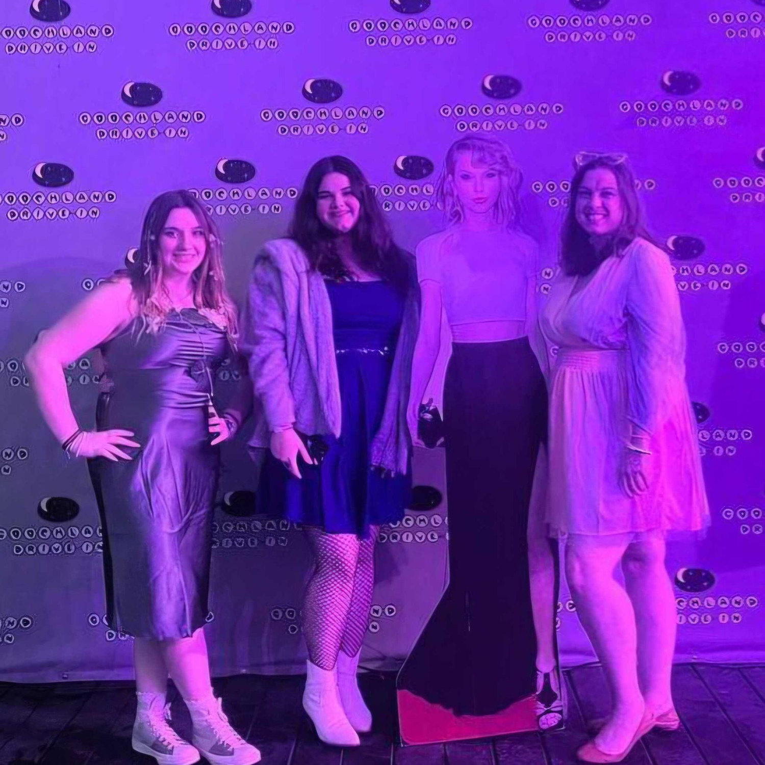 Taylor at the drive in watching the eras tour
