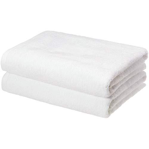 AmazonBasics Quick-Dry Bath Towels, 100% Cotton, Set of 2, White
