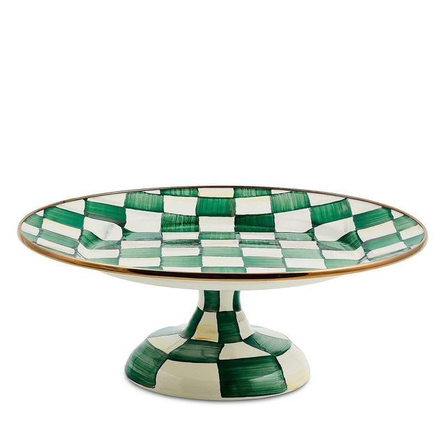 Mackenzie-Childs Emerald Check Small Pedestal Platter