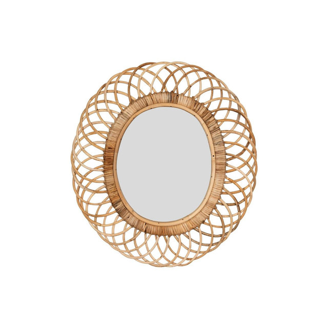 Oval Woven Bamboo Wall Mirror Brown - 3R Studios