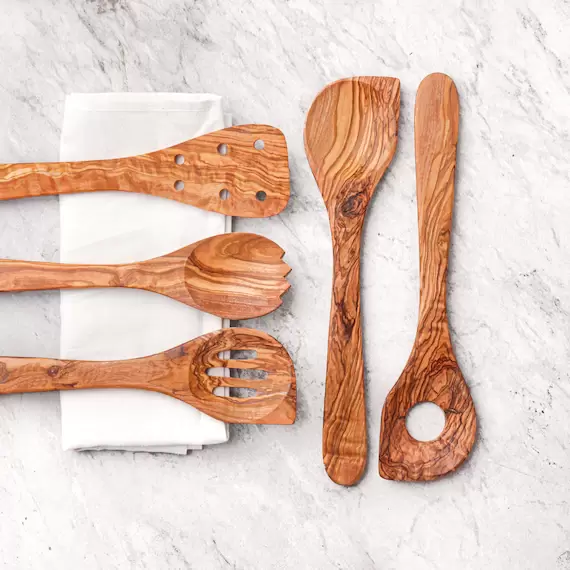 Olive Wood 5 Piece Kitchen Utensil Set