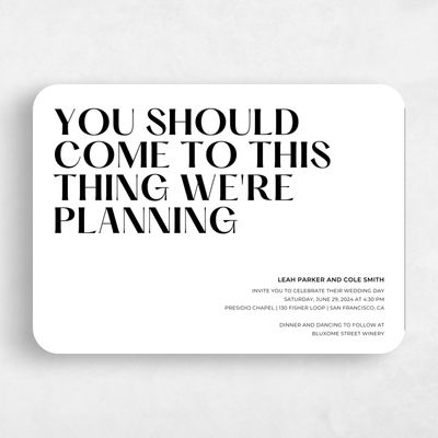 White Rounded Wedding Invitation - Brevard Type