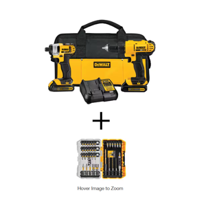 20V MAX Cordless Drill/Impact Combo Kit, MAXFIT Screwdriving Set (35 Piece), (2) 1.3Ah Batteries, Charger, and Bag