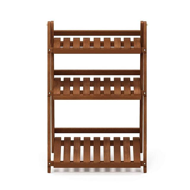 Furinno FG18452 Tioman Hardwood Patio Furniture Outdoor 3-Tier Flower Rack, Natural