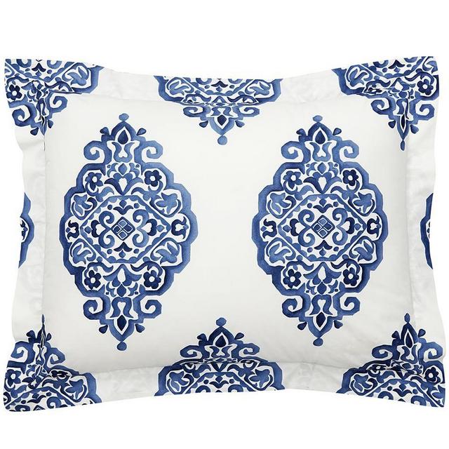 Asher Medallion Organic Percale Sham, Standard, Twilight