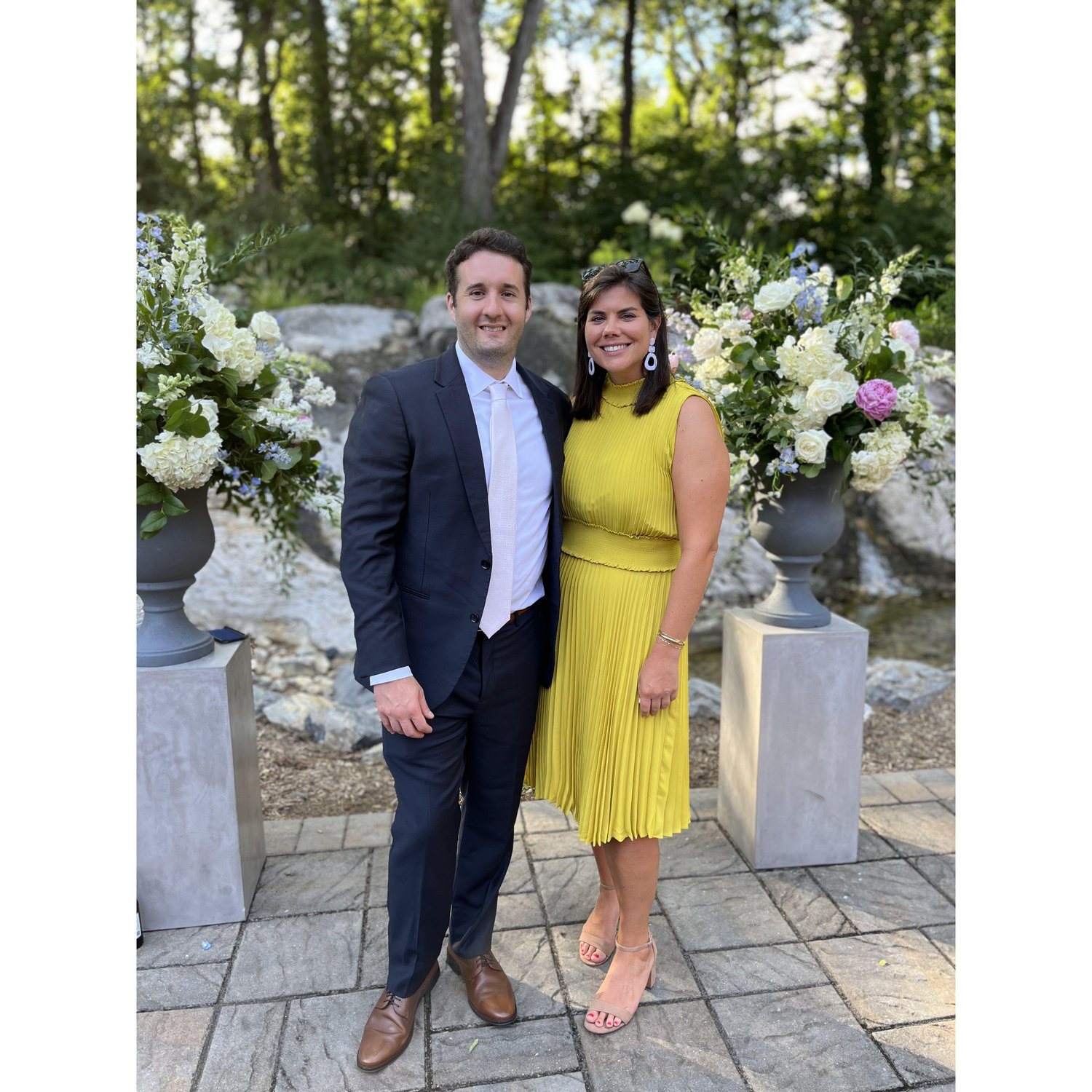 At our friends Brian and Meghan Myers wedding who set us up on a blind date a year before.