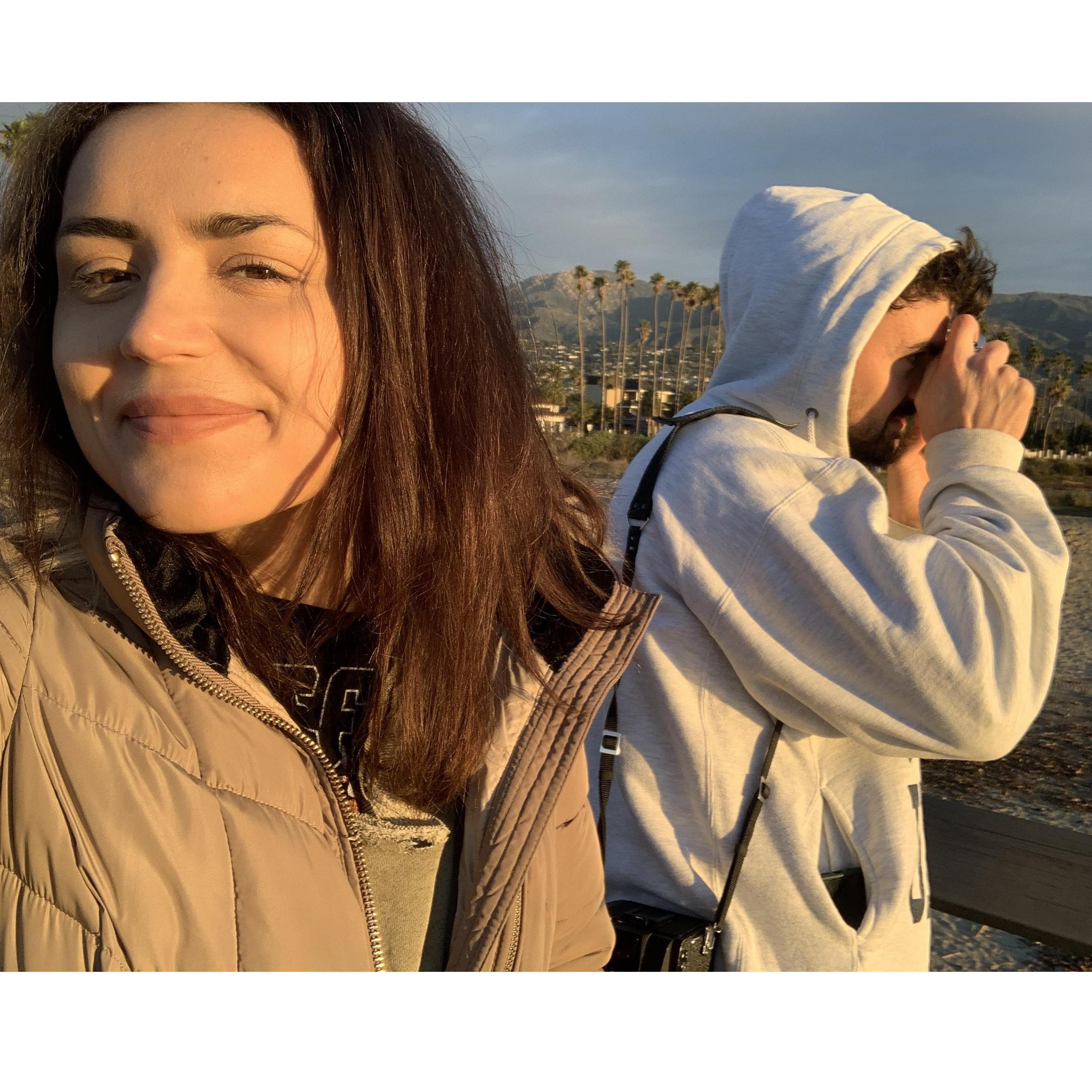 Taking picture of taking pictures. First morning in Cali capturing sunrise in Santa Barbara
