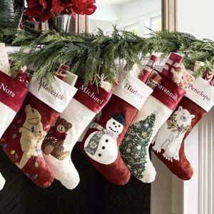 Personalized Holiday Icons Crewel Christimas Stockings