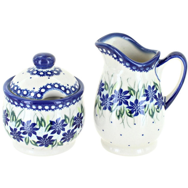 Blue Rose Polish Pottery Sierra Cream & Sugar Set