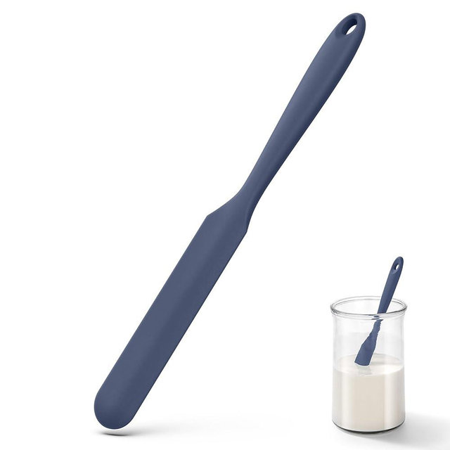 U-Taste Skinny Silicone Jar Spatula: 600ºF Heat-Resistant Food-Grade 10in Long Narrow Sourdough Stirring Stick, Seamless Flexible Peanut Butter Spreader for Scraping Icing Cream, Jam (Midnight Blue)