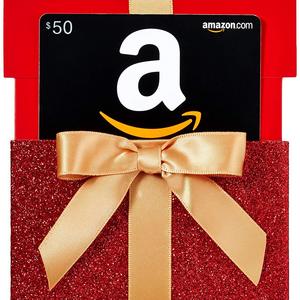 Amazon.com Gift Card in a Red Gift Box Reveal
