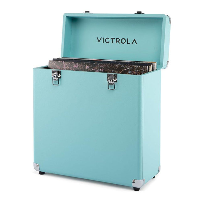 Victrola Collector II (2026 Model) – Vinyl Record Storage Case – Hold 30+ Vinyl Turntable Records, Heavy-Duty Hardware, Soft Interior Lining, Portable Box with Carry Handle (Turquoise)