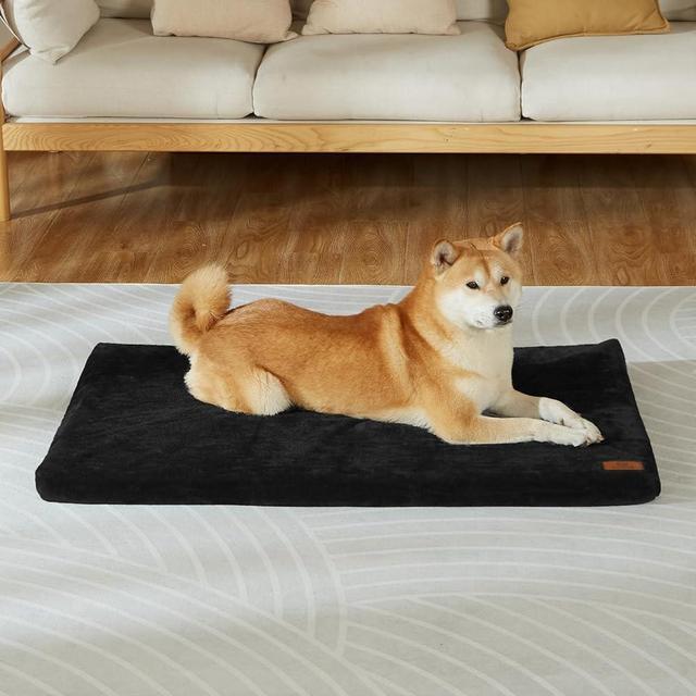 LIORCE Memory Foam Dog Crate Pad - Large Dog Bed Mat for Crate with Removable Washable Cover and Waterproof Lining - Pet Bed Mat for Large Dog - Designed for 36-inch Dog Crates, Black