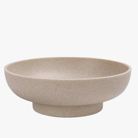 Large Decorative Bowl, Modern Handicraft Resin Bowls for Home Decor, Decorative Fruit Bowl for Kitchen Counter, Stylish Key Bowl for Entry Table, Artificial Stone Resin Beige