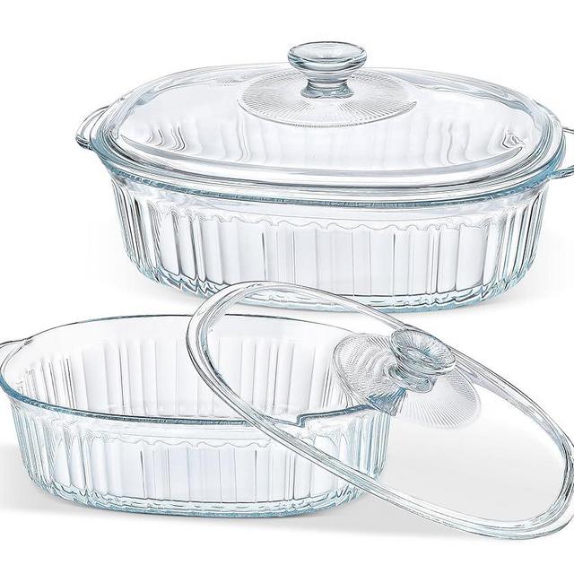 M MCIRCO 4-Piece Glass Casserole Baking Dish Set With Glass Lids, Deep Glass Bakeware Set, 1.9 Qt and 3 Qt Casserole Dishes, for Casseroles, Leftovers, Cooking, Kitchen, Freezer-to-Oven and Dishwasher