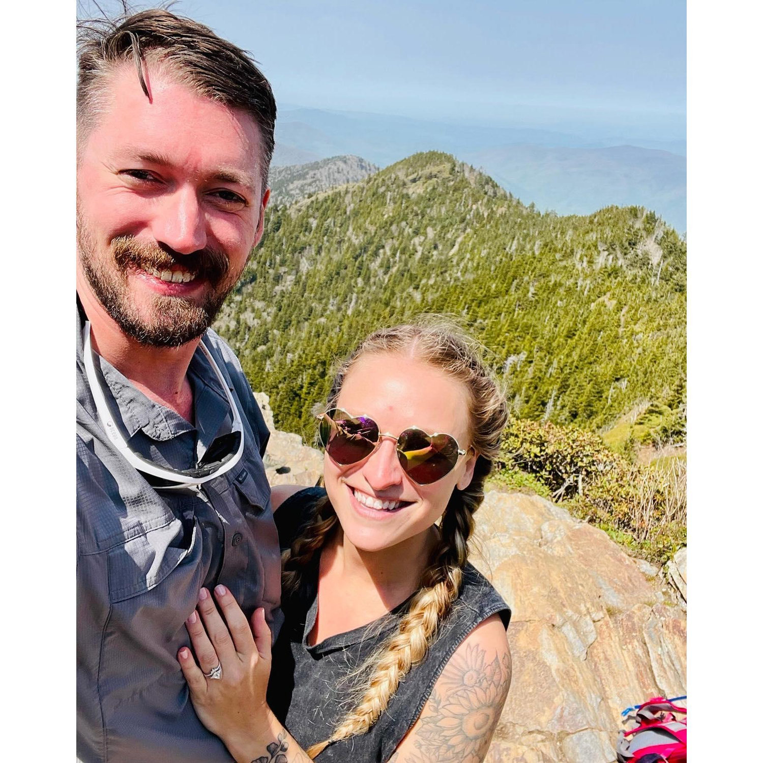 Where he proposed! The summit of Mt. Leconte, Smokey Mountains National Park