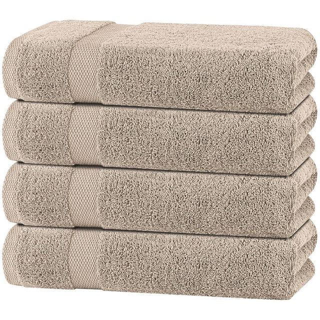 Wealuxe Taupe Bath Towels 27x54 Inch, Cotton Towel Set for Bathroom, Hotel, Gym, Spa, Soft Extra Absorbent Quick Dry 4 Pack
