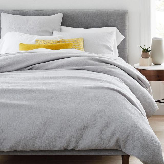 TENCEL™ Cotton Matelasse Duvet, Full/Queen, Frost Gray