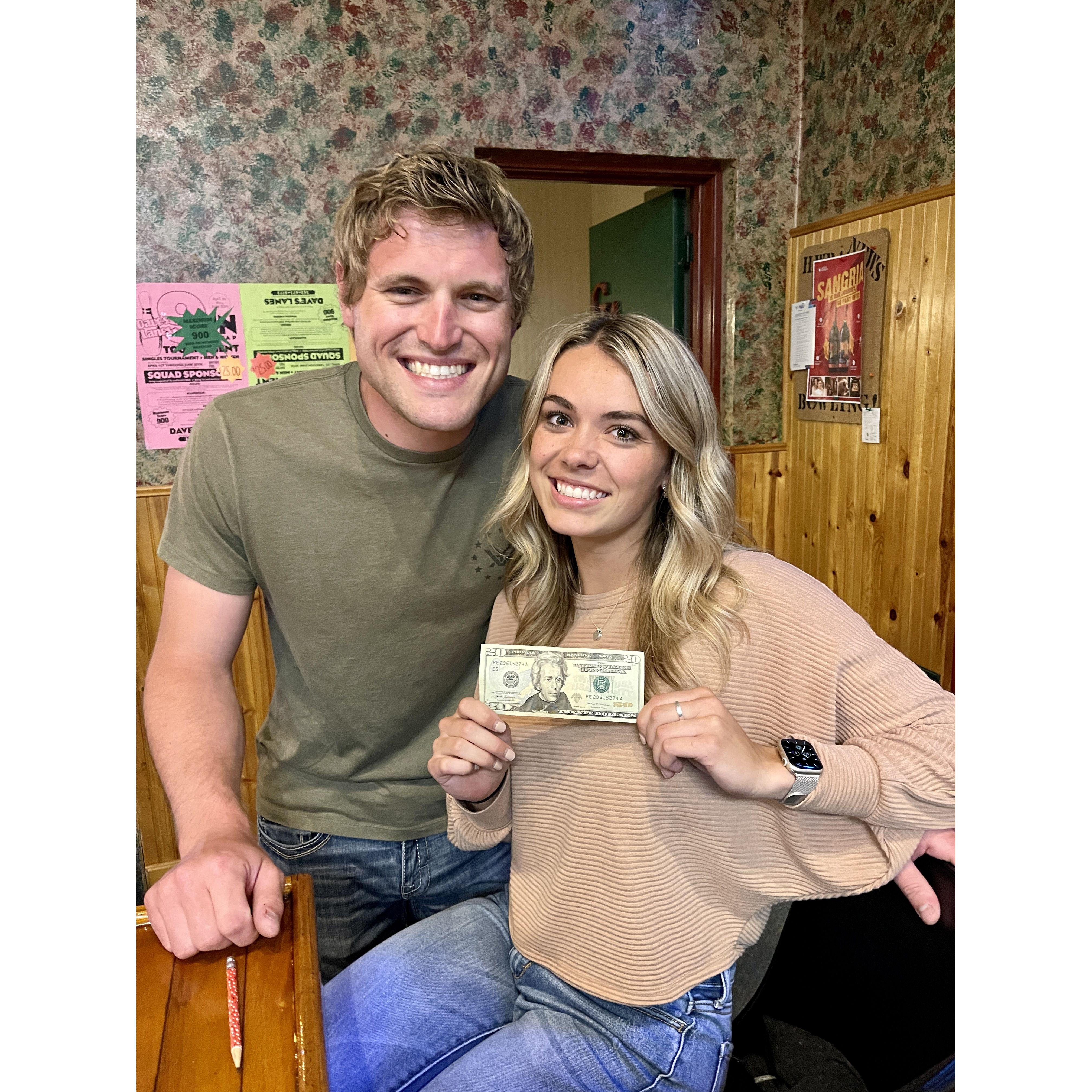 5/12/23: 9 pin bowling tournament at Dave's Lanes. Somehow we placed! (like 10th, don't be fooled)