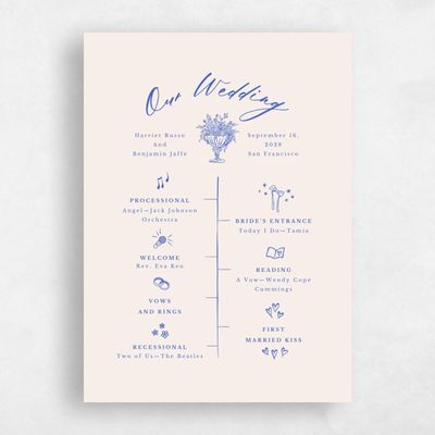 Multi-Colored Wedding Program - Josette