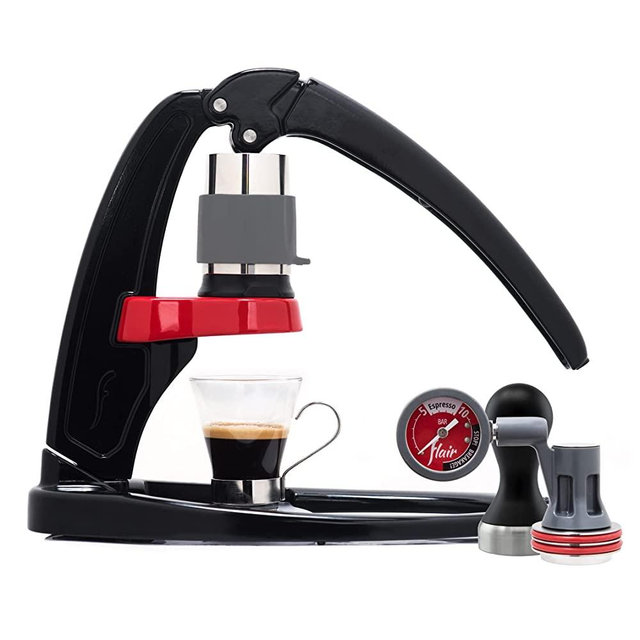 Flair Espresso Maker - Classic with Pressure Kit: All Manual Lever Espresso Machine for The Home with Stainless Steel Tamper, Pressure Gauge and Portable Carrying Case