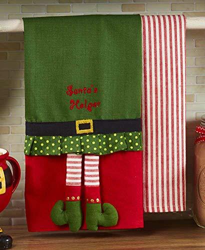 The Lakeside Collection Set of 2 Novelty Kitchen Towels - Elf