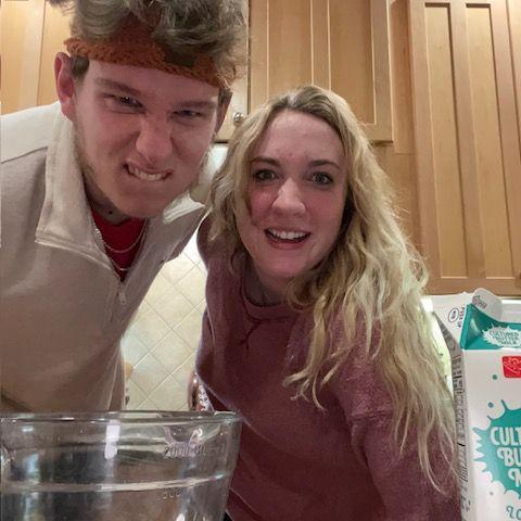 Baking a pie at the Petersen's house!