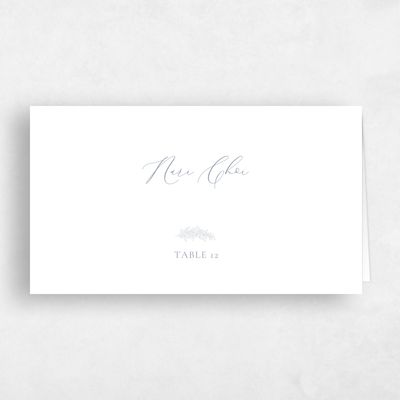 Periwinkle Gray, Grey Wedding Place Card - Mathias