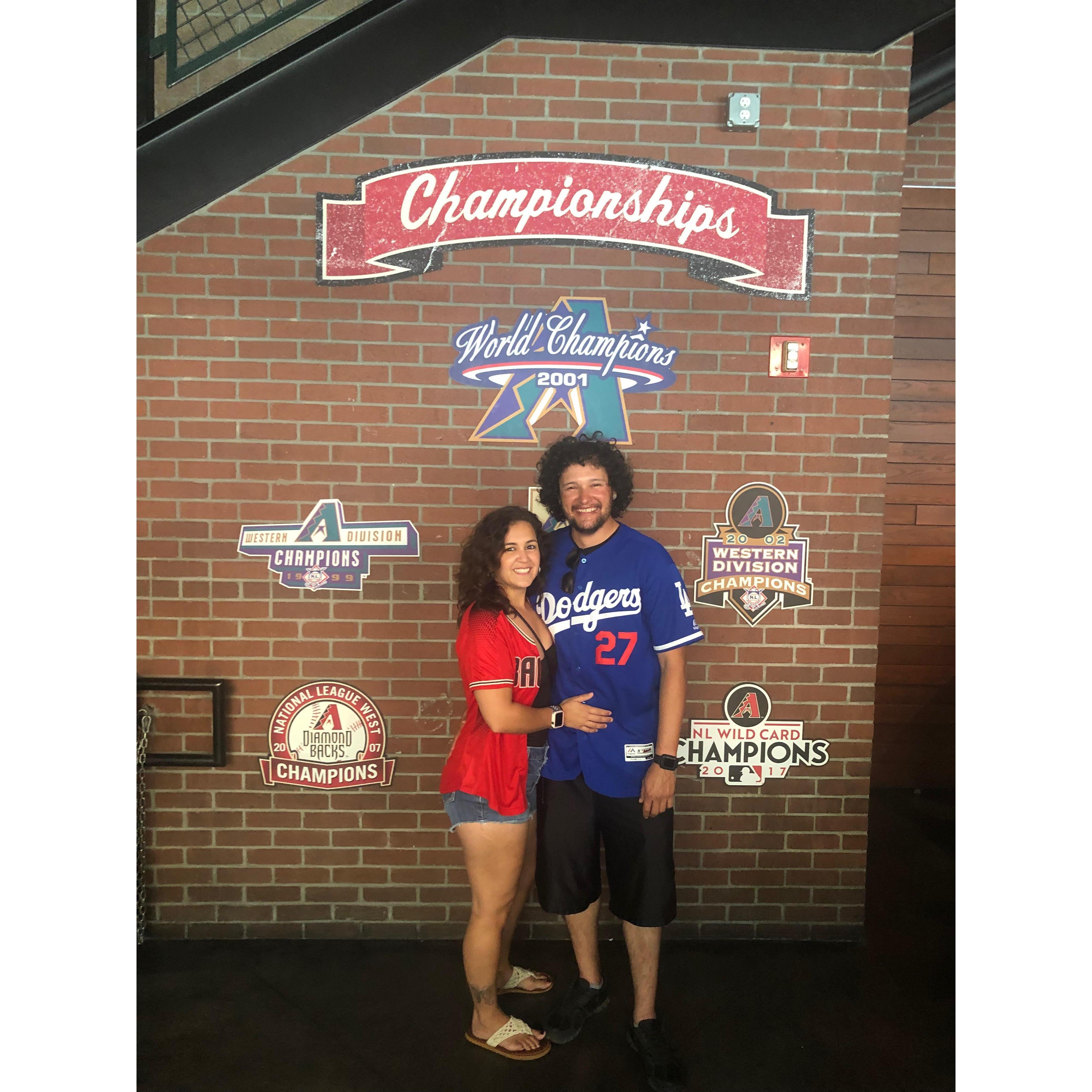 Our first time watching our teams play against each other! D'Backs won that one!