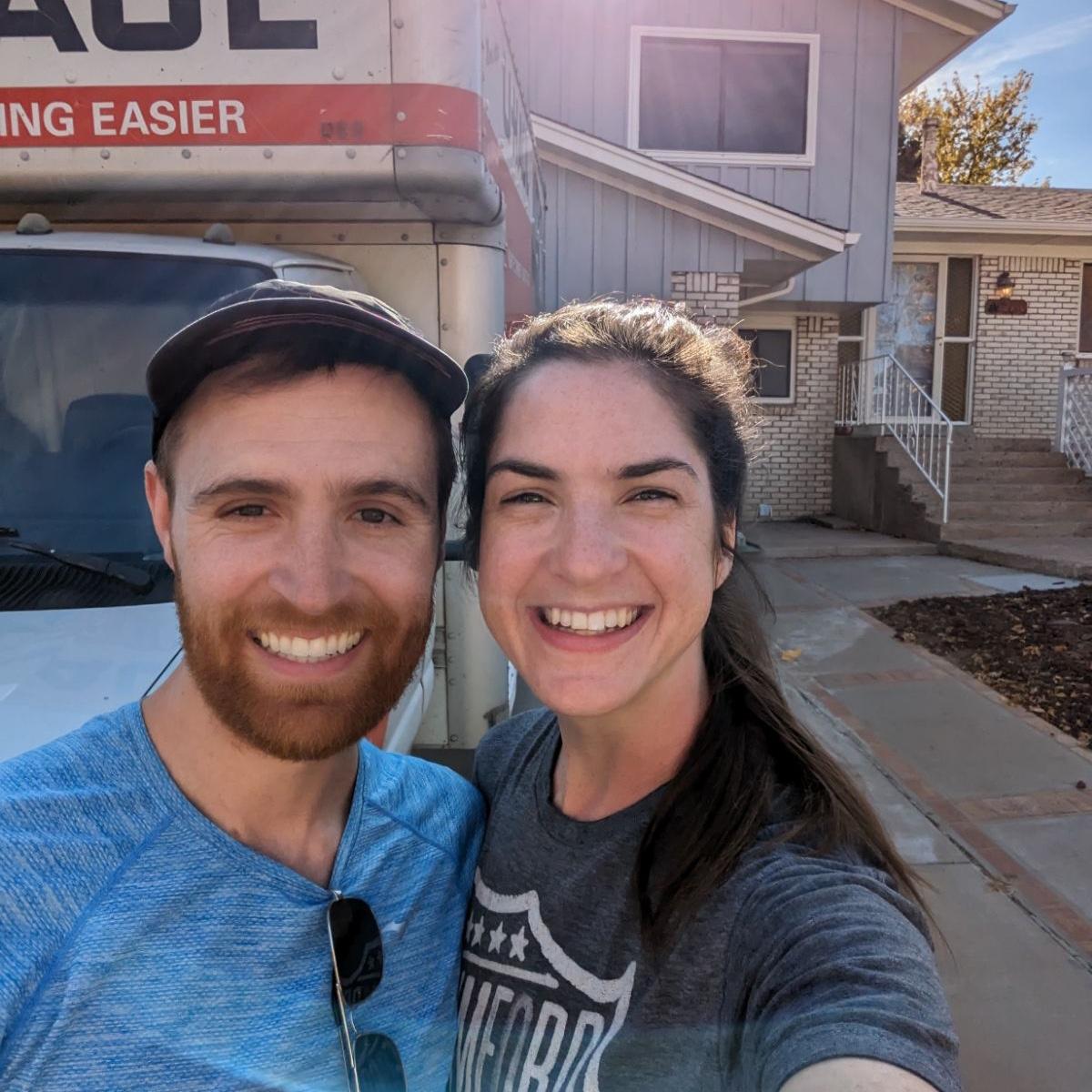Move-in day! We took this photo right before a very long day of moving into our house together in Colorado.