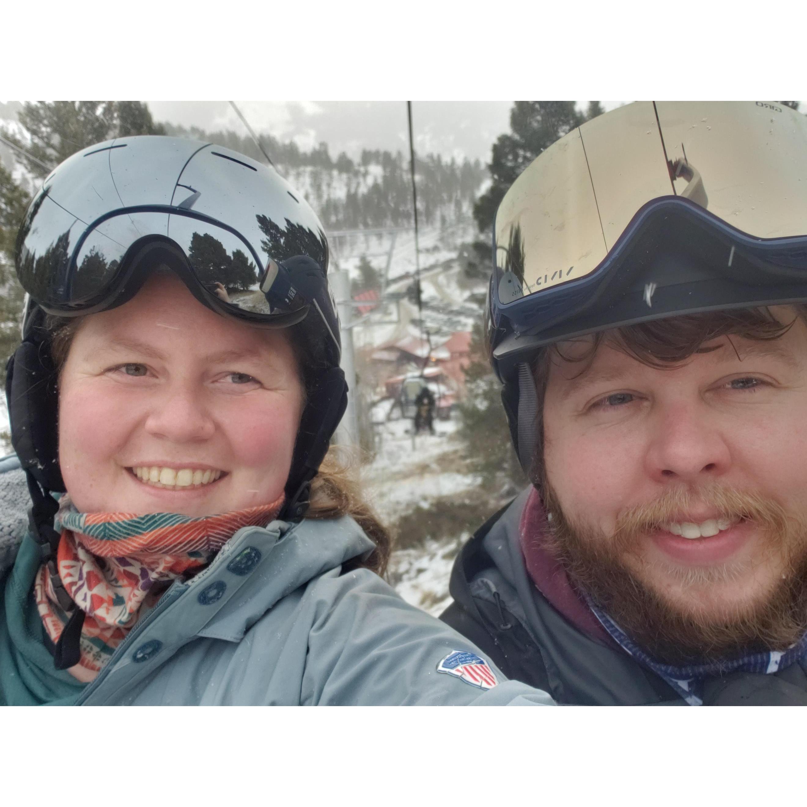 Our first time skiing together at Great Divide