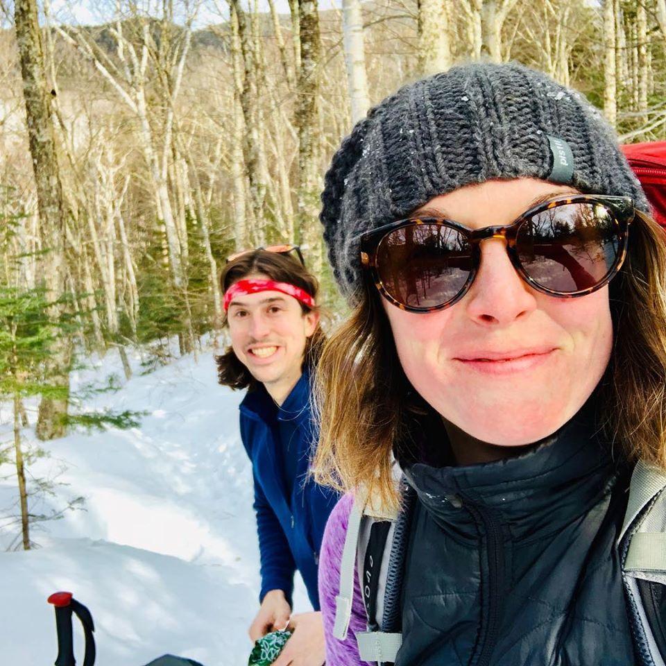 We like to hike on skis.