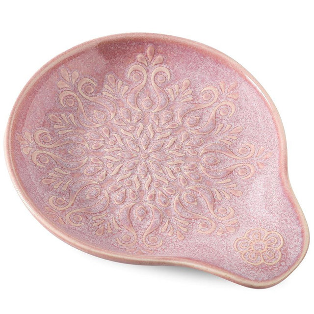 Howise Farmhouse Ceramic Spoon Rests Holder for Kitchen Counter Stove Top (Purple-A3)