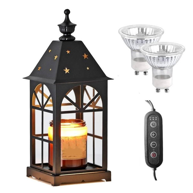 VINGVO Candle Warmer Lamp with Timer, Electric Candle Warmer, Wax Warmer with 2 Bulbs, Adjustable Farmhouse Heat Lamp, Vintage Iron Craftwork for Scented Wax,Romantic Home Decor, Yoga Studio